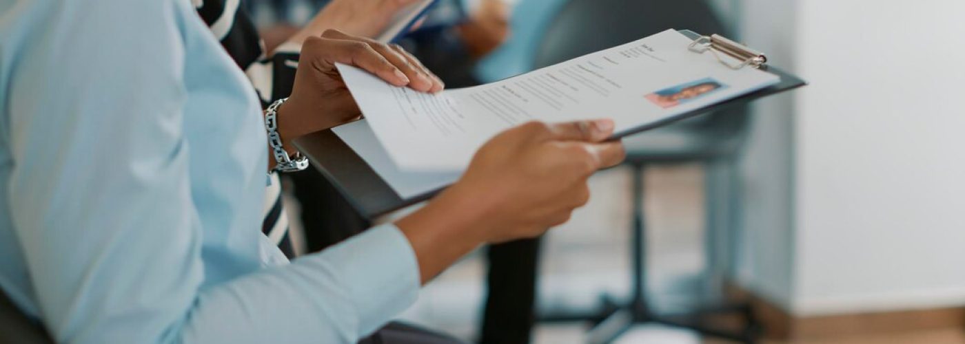 female-candidate-sitting-queue-receiving-cv-files-waiting-start-job-interview-